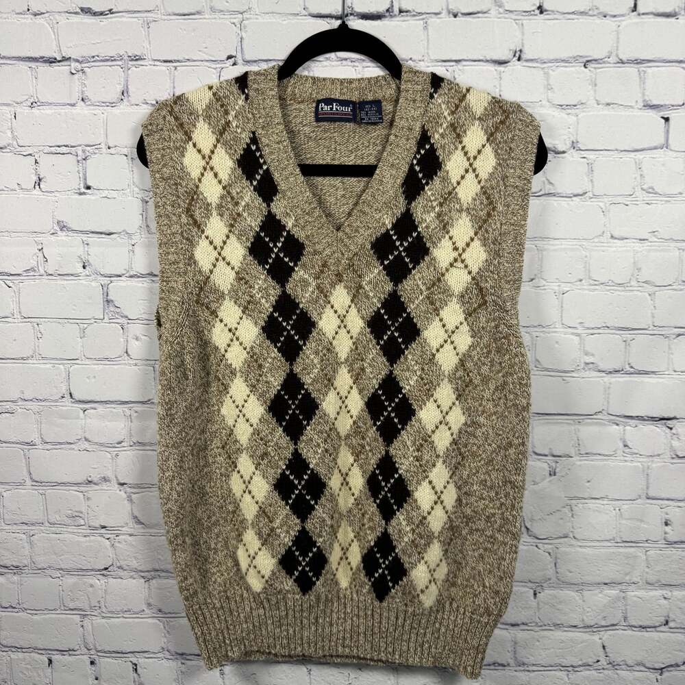 Vintage Par Four Sportswear V-neck Argyle Sweater Vest